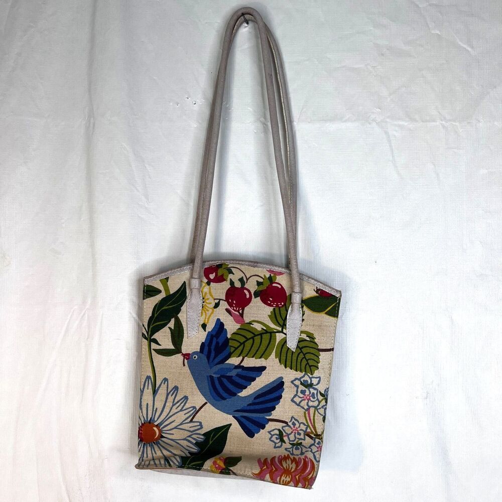 Dequa Munchen Bag Leather Garden Floral‎ Print Shoulder Bag Purse Boho Cottage